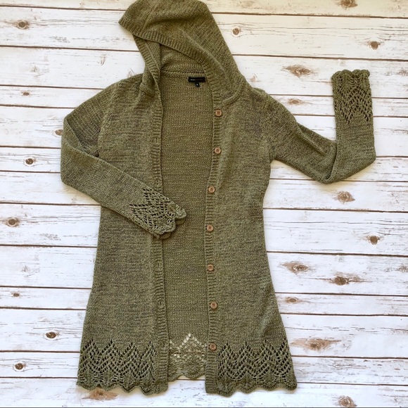 green hooded cardigan